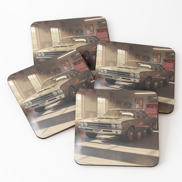 Item preview, Golden Hour Garage - Realistic Classic American Muscle Car Art designed and sold by HappySproutArt.