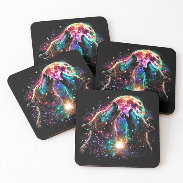 Item preview, Howling Wolves Moon Art – Dark Spectrum Galaxy Spirit Design designed and sold by PSYNOVA.