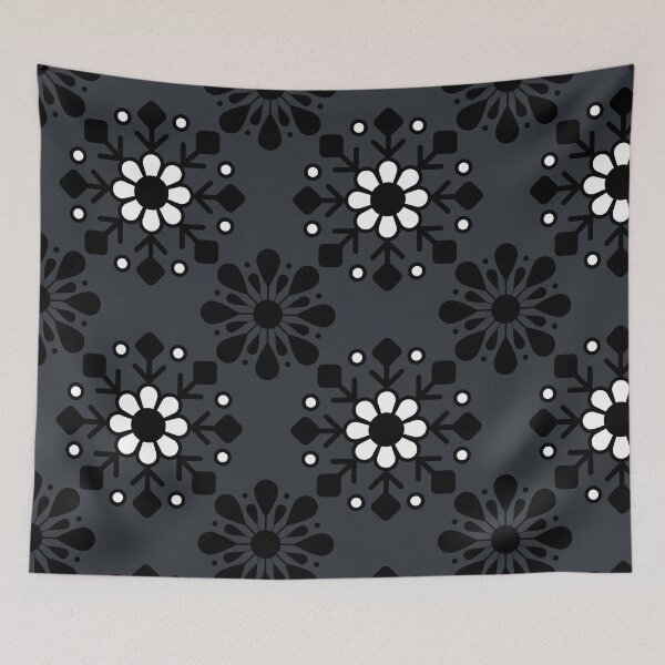 Item preview, Hand-Drawn Black and White Floral Geometric Pattern designed and sold by Atchara-Siri.
