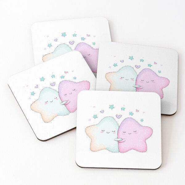 Item preview, Celestial Star Hug Kawaii Pastel Valentine's Day Couple designed and sold by BigStar-Cart.