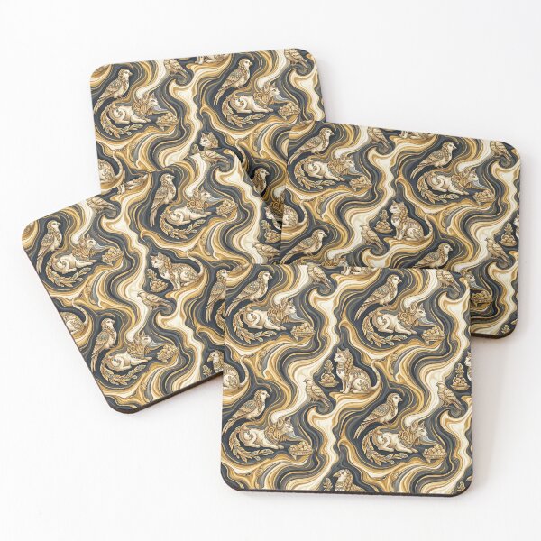 Item preview, Gilded Cats and Birds Pattern designed and sold by VieSante.