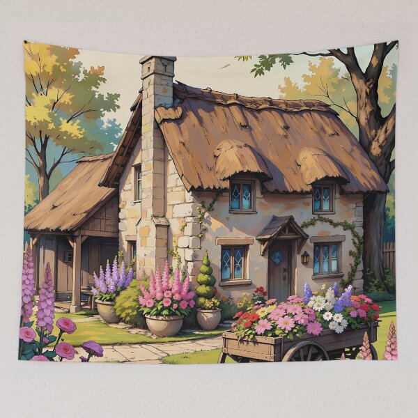 Item preview, Vintage Botanical Flowers Framing Cozy Cottagecore Garden Scene designed and sold by BorgSpareParts.