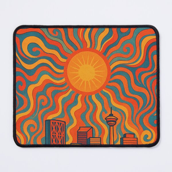 Item preview, Trippy Psychedelic Poster of Calgary | Neon Prairie Skyline | Surreal Rocky Mountain City Art designed and sold by PaintedPixels01.