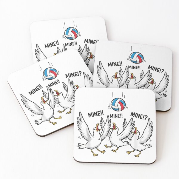 Item preview, Funny Seagulls Shouting Mine While Chasing A Colorful Volleyball Sports Art designed and sold by RenettaFunky.