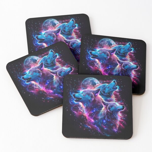 Item preview, Three Wolves Moon Art – Dark Spectrum Galaxy Wolf Design designed and sold by PSYNOVA.
