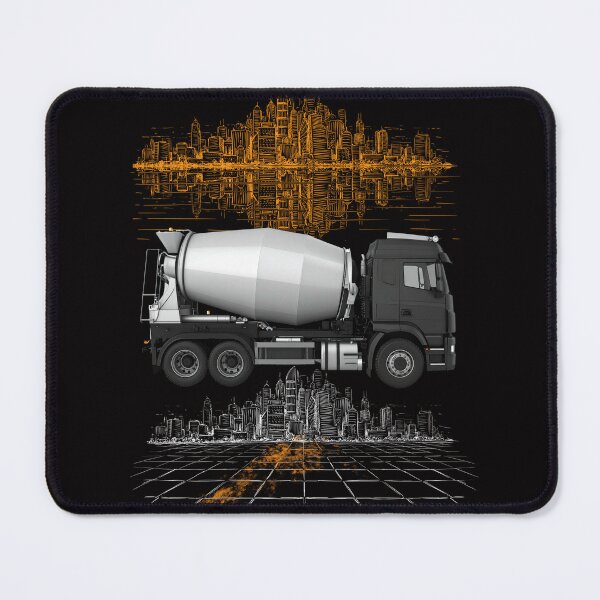 Item preview, Concrete Mixer Truck in Urban Cityscape – Industrial Art Design designed and sold by IsaBellCreative.