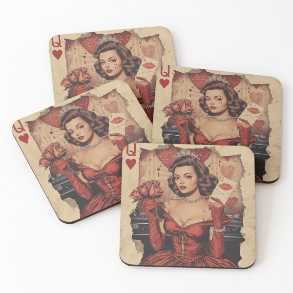 Item preview, Queen of Hearts Grunge 50s Pin-Up Playing Card | Sad Prom Queen | Vintage Heartbreak Aesthetic Art designed and sold by MissSaylor.