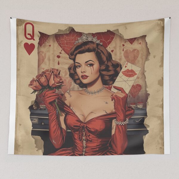 Item preview, Queen of Hearts Grunge 50s Pin-Up Playing Card | Sad Prom Queen | Vintage Heartbreak Aesthetic Art designed and sold by MissSaylor.