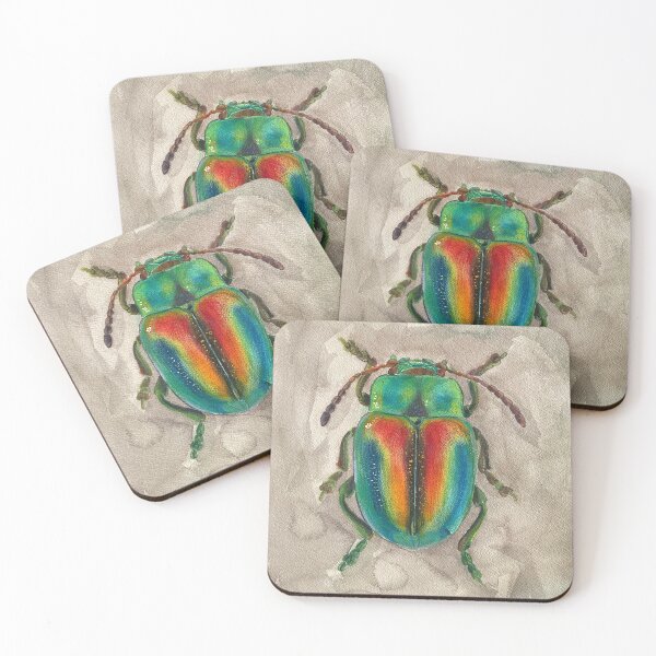 Item preview, Rainbow Beetle, Watercolor Insect Illustration designed and sold by WovenInEarth.