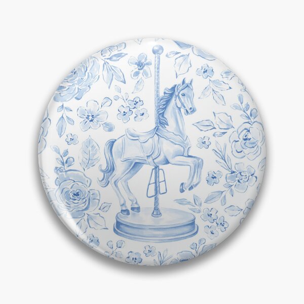 Item preview, Coquette Floral Carousel Horse in Soft Blue designed and sold by cateandrainn.