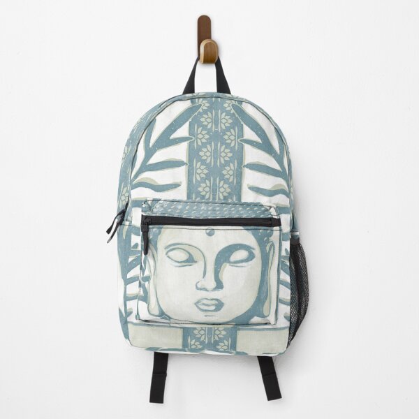 Item preview, Buddha Head Statue with Palm Fronds Watercolor - Peacock + Tea designed and sold by Irene Estelle.
