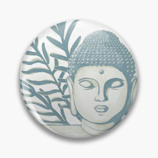 Item preview, Buddha Head Statue with Palm Fronds Watercolor - Peacock + Tea designed and sold by Irene Estelle.