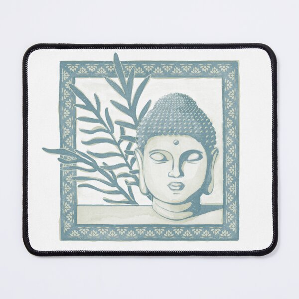 Item preview, Buddha Head Statue with Palm Fronds Watercolor - Peacock + Tea designed and sold by Irene Estelle.