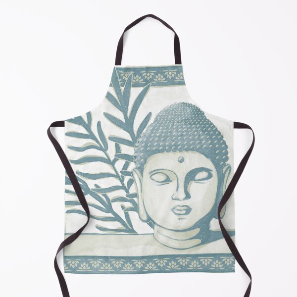 Item preview, Buddha Head Statue with Palm Fronds Watercolor - Peacock + Tea designed and sold by Irene Estelle.