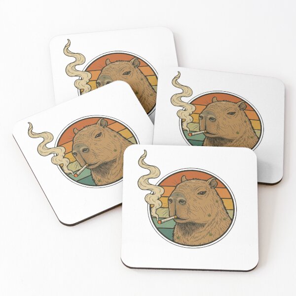 Item preview, Chill Capybara Smoking Retro Sunset - Funny Aesthetic Animal Art designed and sold by Stone-T .