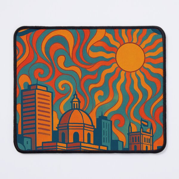 Item preview, Trippy Psychedelic Poster of Asunción | Neon Riverfront Vision | Surreal Paraguayan Capital Art designed and sold by PaintedPixels01.
