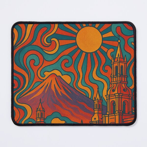 Item preview, Trippy Psychedelic Poster of Arequipa | Neon White City Vision | Surreal Andean Colonial Art designed and sold by PaintedPixels01.