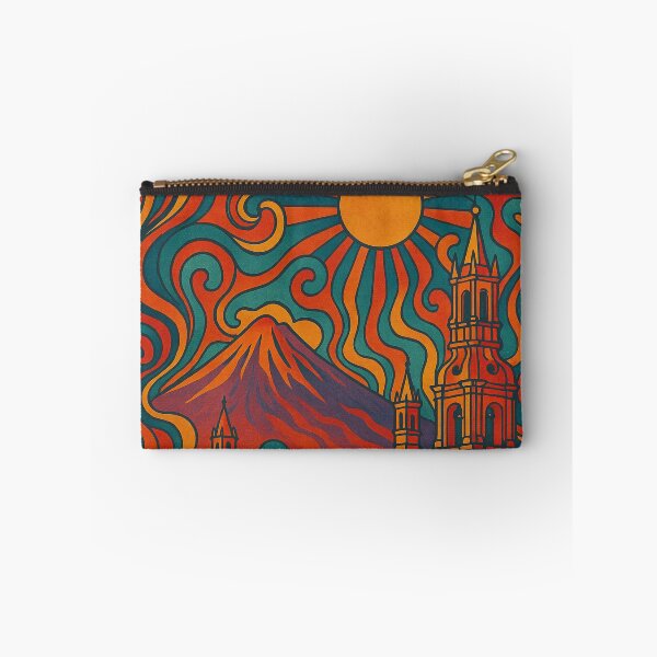 Item preview, Trippy Psychedelic Poster of Arequipa | Neon White City Vision | Surreal Andean Colonial Art designed and sold by PaintedPixels01.