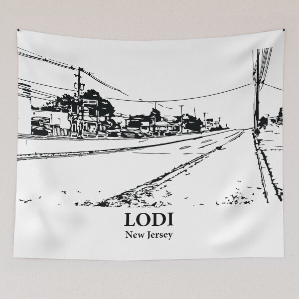Item preview, Lodi NJ - Ink Cityscape Illustration designed and sold by Lakeric Cityscapes.