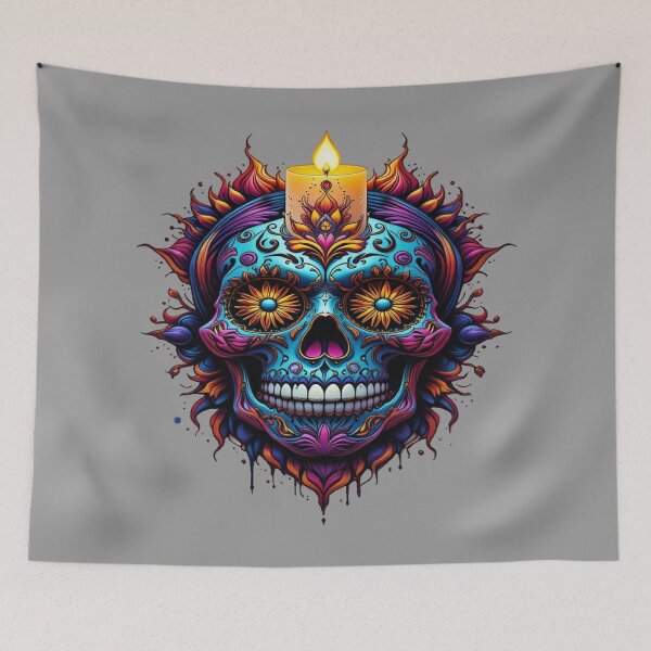 Item preview, Mexican death cult: skull with lit candle designed and sold by Hot4Shirt.