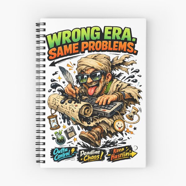 Item preview, Time Traveling Scribe Funny Ancient Writer Wrong Era Same Problems Retro Cartoon Scribe with Keyboard and Scroll Art for Writers Historians and Coders by Vivaan Studio designed and sold by Vivaan Studio.