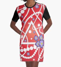 Crimson and Pearls Graphic T-Shirt Dress