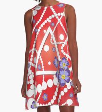 Crimson und Perlen A-Linien Kleid