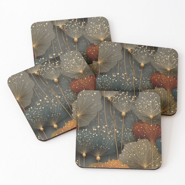 Item preview, Luxury Gold and Teal Abstract Botanical Art designed and sold by DGtaLrtcom.