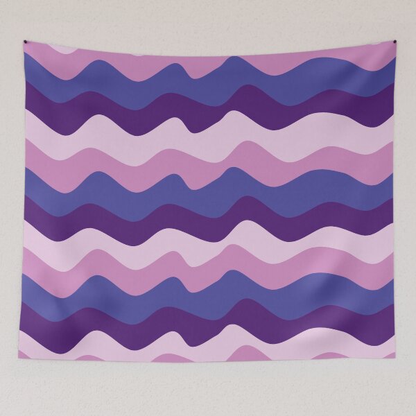 Item preview, Retro Wavy Groovy Pattern in Lavender and Indigo Purple designed and sold by Aesthetic Crew.
