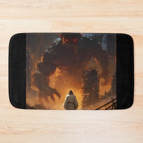 Item preview, Jesus confronts a giant demon in ruins designed and sold by DeXigns.