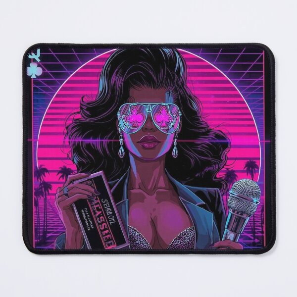 Item preview, Queen of Clubs 80s Synthwave Neon Noir Playing Card | Retro Cyberpunk | Vaporwave Nightclub Art Print designed and sold by MissSaylor.
