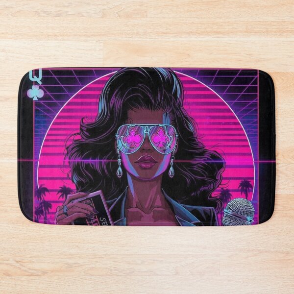 Item preview, Queen of Clubs 80s Synthwave Neon Noir Playing Card | Retro Cyberpunk | Vaporwave Nightclub Art Print designed and sold by MissSaylor.