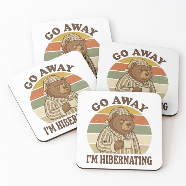 Item preview, Go Away Im Hibernating Bear Coffee Pajamas Funny Retro 70s Sticker designed and sold by Pingi-shop.