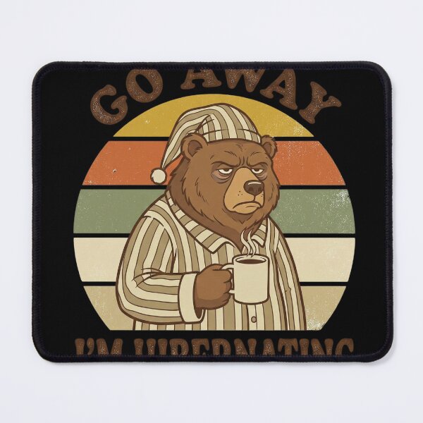 Item preview, Go Away Im Hibernating Bear Coffee Pajamas Funny Retro 70s Sticker designed and sold by Pingi-shop.