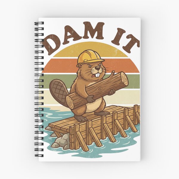 Item preview, Dam It Beaver Funny Construction Pun Retro 70s Vintage Sticker designed and sold by Pingi-shop.