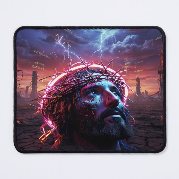 Item preview, Cyberpunk Jesus with Crown of Thorns designed and sold by DeXigns.