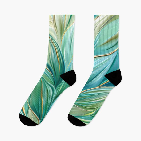 Item preview, Abstract Botanical Leaves in Blue and Green with Gold Accents designed and sold by MargaretWiktor.