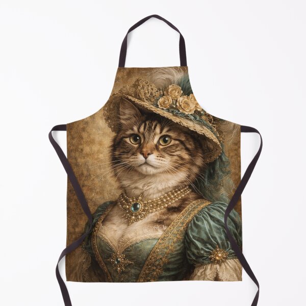 Item preview, : Victorian Cat Lady Portrait - Elegant Tabby Cat in Renaissance Dress Art Print designed and sold by freackly.