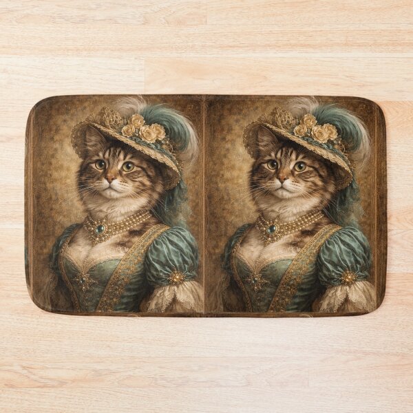 Item preview, : Victorian Cat Lady Portrait - Elegant Tabby Cat in Renaissance Dress Art Print designed and sold by freackly.