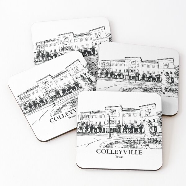 Item preview, Colleyville TX - Ink Cityscape Illustration designed and sold by Lakeric Cityscapes.