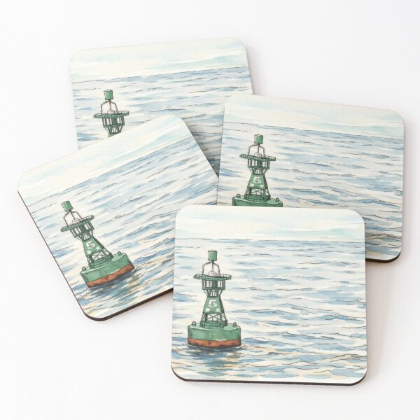 Item preview, Green Buoy No. 5 – Calm Sea Illustration designed and sold by Babpas.