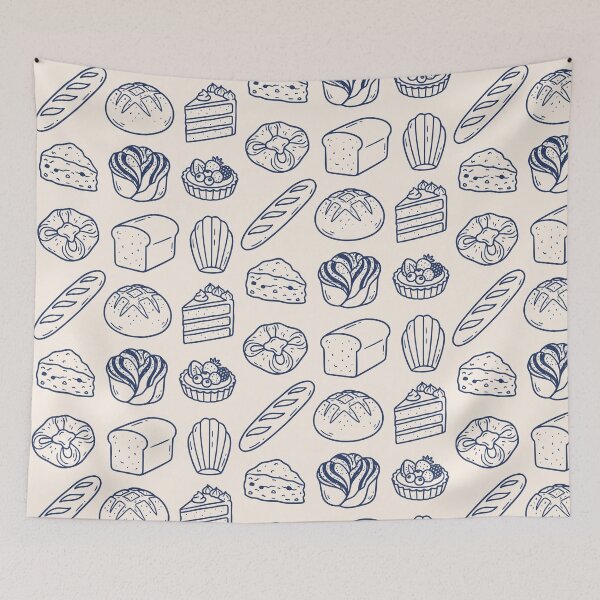 Item preview,  Bakery Illustration  - Bread & Pastries Print Canvas designed and sold by MakitoDesign.