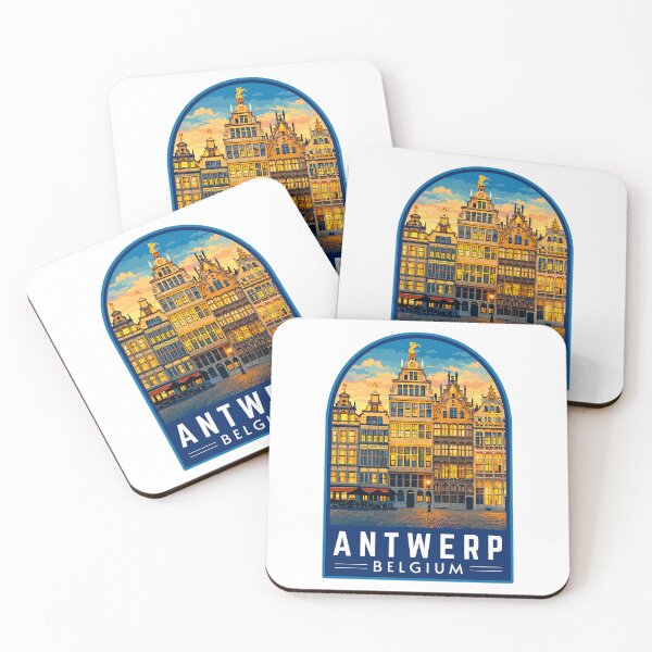 Item preview, Antwerp in Belgium, Vintage Travel Art Emblem designed and sold by MaateoDesign.