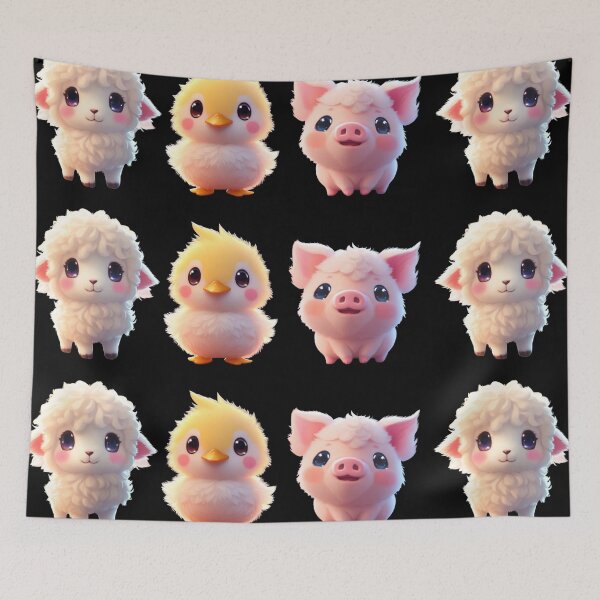 Artikelvorschau, Süße Kawaii Barnyard Friends Lamm Küken Ferkel entworfen und verkauft von hollycooper.
