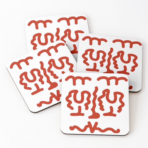 Item preview, Red Abstract Doodle Symbols on Black designed and sold by felipemaldonadoart.