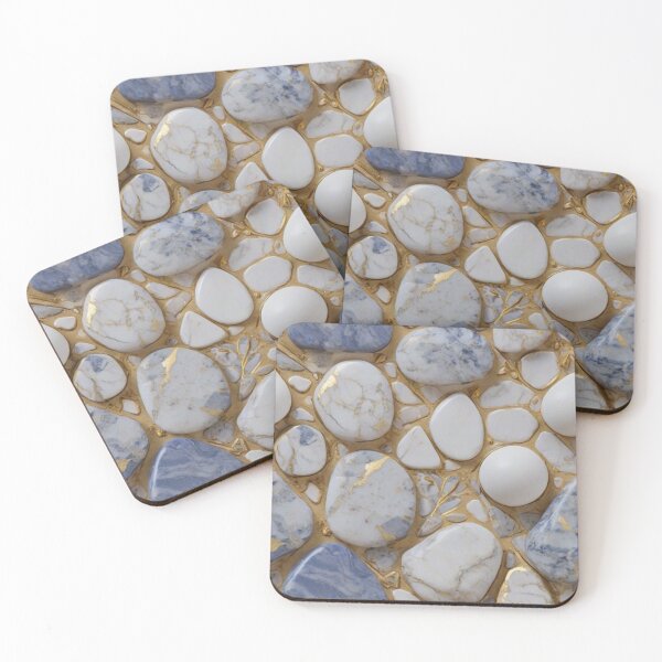 Item preview, Elegant blue gold white marble stone pattern designed and sold by hollycooper.