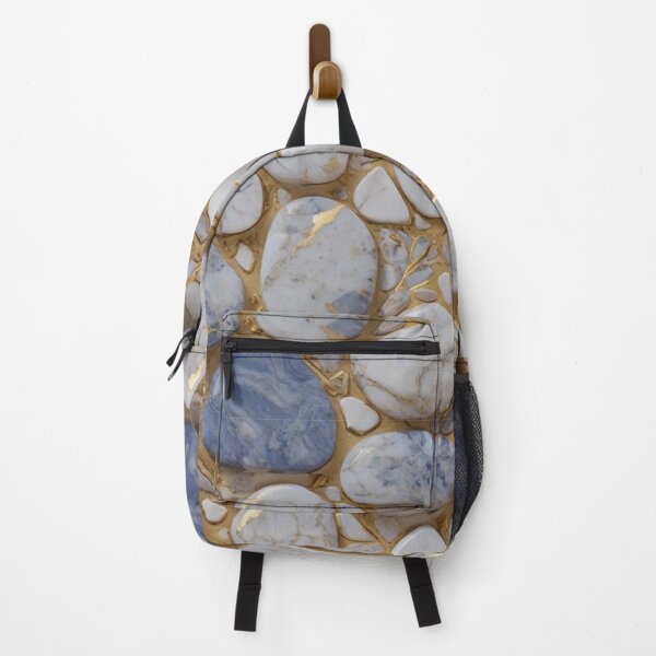 Item preview, Elegant blue gold white marble stone pattern designed and sold by hollycooper.