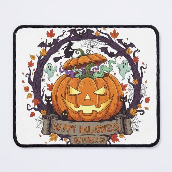 Item preview, Spooky Halloween Pumpkin with Bats and Autumn Leaves designed and sold by Walidsolo25.