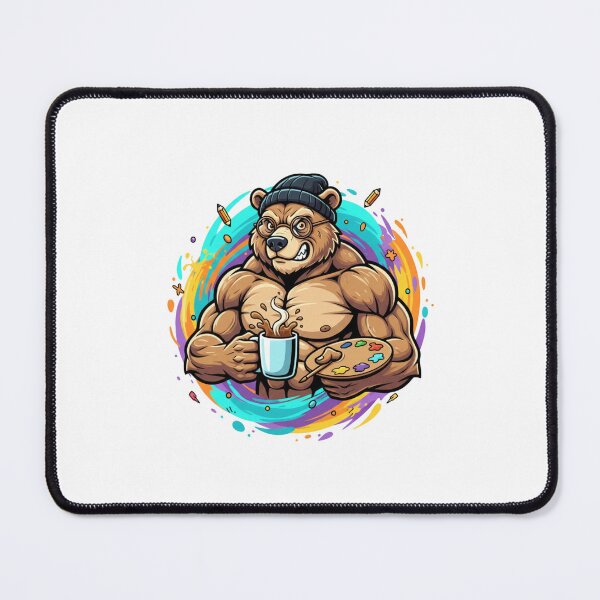 Item preview, Caffeinated Artist Bear - Creative Chaos Grizzly Edition designed and sold by TheMadBear.