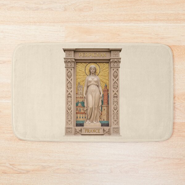 Item preview, Perpignan France Renaissance Stone Arch Mosaic - Vintage Travel Poster designed and sold by FrancophileFun.